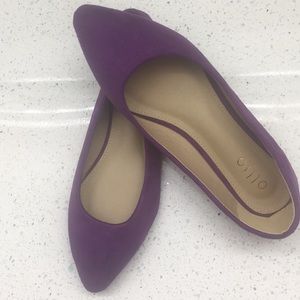 LOWERED PRICE! Size 8 faux suede purple flats